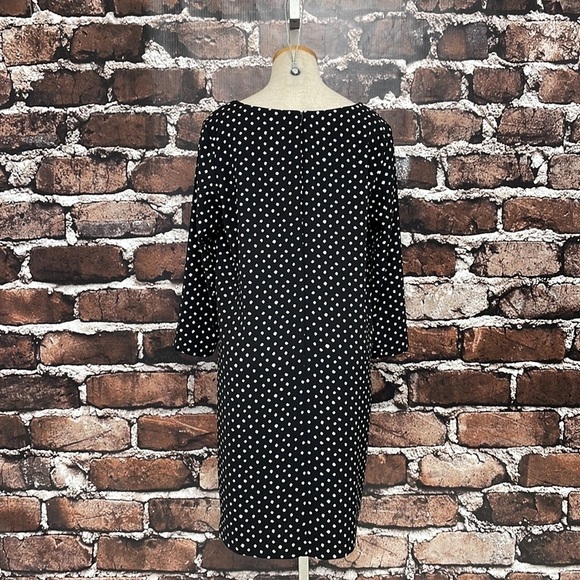 Lands' End Dress Polka Dot Black White Knee Length Size 10 - Picture 7 of 10